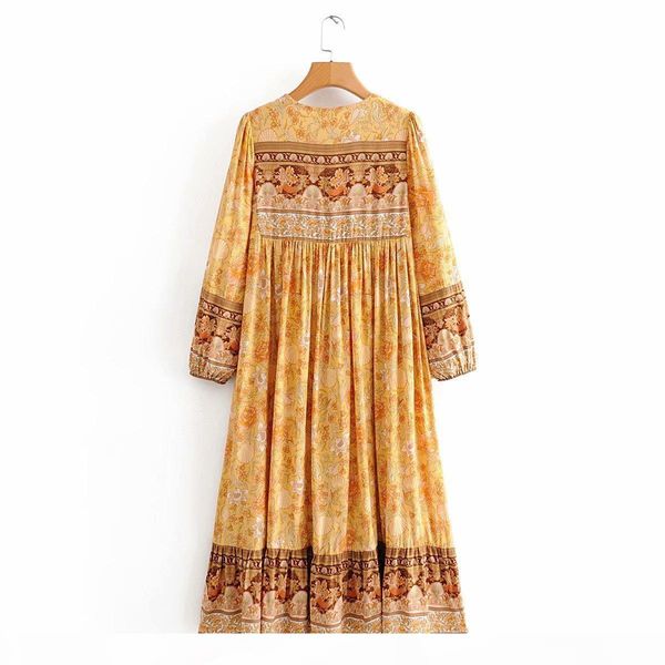 2020 women beach floral print maxi dress v neck long sleeve vintage bohemian vacation vestidos spring summer loose casual boho dresses, Black;gray
2020 women beach floral print maxi dress v neck long sleeve vintage bohemian vacation vestidos spring summer loose casual boho dresses, Black;gray