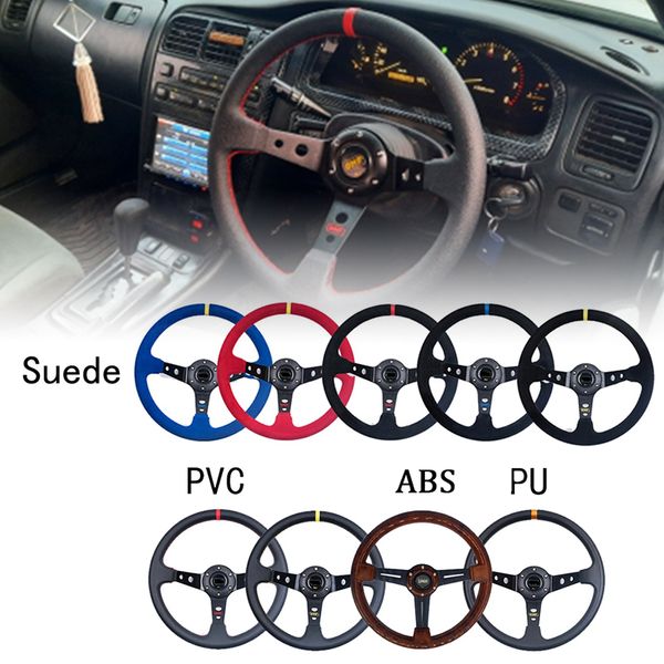 universal 14 inch 350mm suede car racing steering wheels deep corn drifting sport steering wheel horn button with logo 3 color
universal 14 inch 350mm suede car racing steering wheels deep corn drifting sport steering wheel horn button with logo 3 color