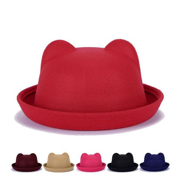 fashion pop girls fedora hat dome kitten ears cap children dress hats kids caps felt hats wool felting bowler hat bonnet enfant
fashion pop girls fedora hat dome kitten ears cap children dress hats kids caps felt hats wool felting bowler hat bonnet enfant