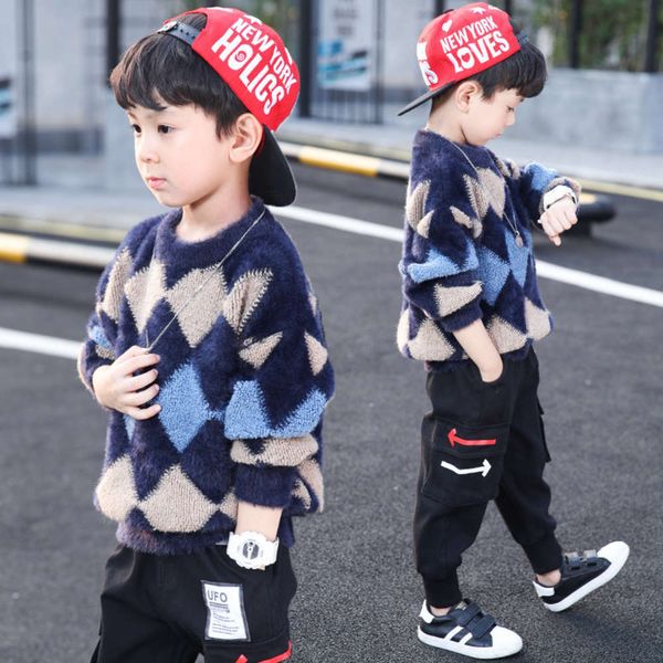 boys' plaid children's warm 2020 thickened mink sweater korean autumn and winter round neck pullover k9hvg2hr, Blue
boys' plaid children's warm 2020 thickened mink sweater korean autumn and winter round neck pullover k9hvg2hr, Blue