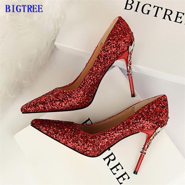 dress shoes 2021 elegant metal carved heel shallow women pumps sequined cloth pointed toe high heels fashion women's wedding, Black
dress shoes 2021 elegant metal carved heel shallow women pumps sequined cloth pointed toe high heels fashion women's wedding, Black