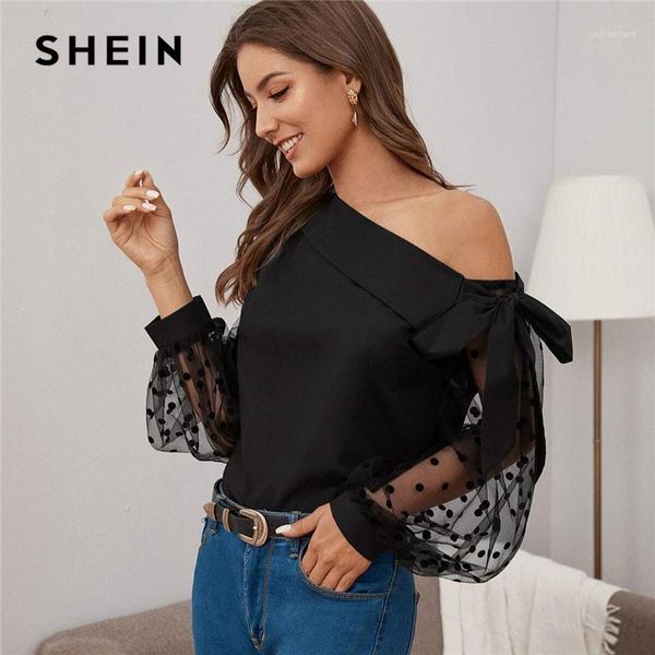 women's blouses & shirts shein knot asymmetrical fold neck dot lantern mesh sleeve blouse women spring summer sheer glamorous party blo, White
women's blouses & shirts shein knot asymmetrical fold neck dot lantern mesh sleeve blouse women spring summer sheer glamorous party blo, White