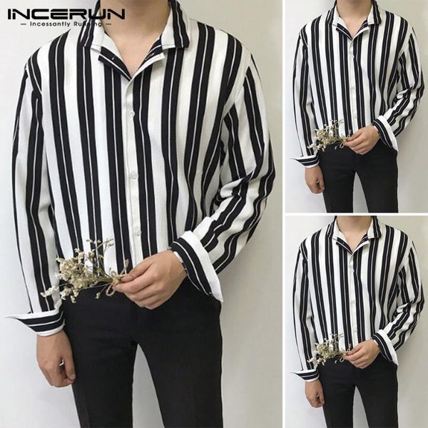 men's casual shirts fashion striped long sleeve turn down collar blouse incerun men button brand camisa man leisure dress s-5xl, White;black
men's casual shirts fashion striped long sleeve turn down collar blouse incerun men button brand camisa man leisure dress s-5xl, White;black