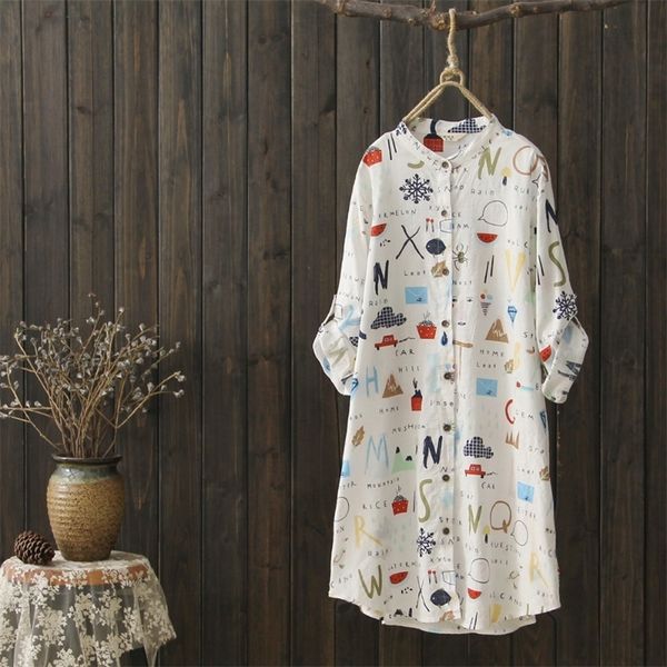 spring and summer women long blouse shirt aesthetic printed letter thin cotton linen korean clothes three quarter blusas y200622, White
spring and summer women long blouse shirt aesthetic printed letter thin cotton linen korean clothes three quarter blusas y200622, White