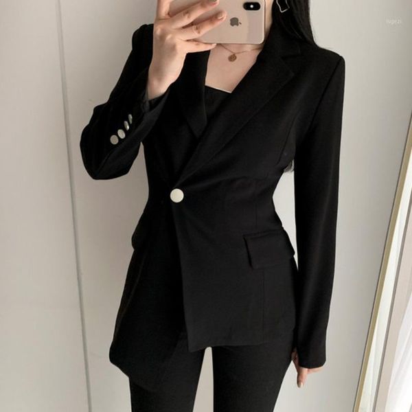 korean office lady work blazers coat women 2021 autumn fashion business ruffles long sleeve causal suit outerwear1, White;black 
korean office lady work blazers coat women 2021 autumn fashion business ruffles long sleeve causal suit outerwear1, White;black