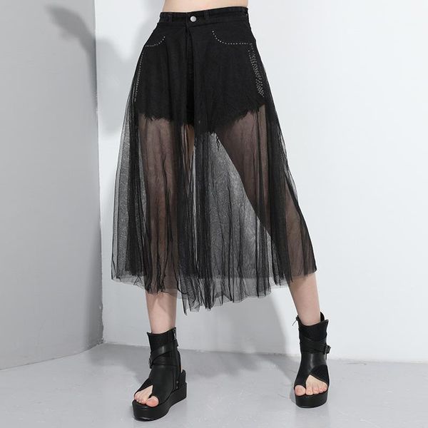 fake two-piece jeans woman for women with black colors 2020 summer dark series stitching mesh washed denim1, Blue
fake two-piece jeans woman for women with black colors 2020 summer dark series stitching mesh washed denim1, Blue