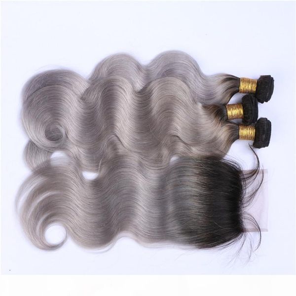 middle thre part 4x4 gray ombre lace closure with extensions body wave dark root silver grey ombre peruvian hair 3bundles with closure, Black;brown
middle thre part 4x4 gray ombre lace closure with extensions body wave dark root silver grey ombre peruvian hair 3bundles with closure, Black;brown