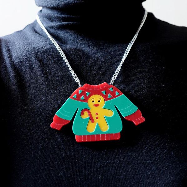pendant necklaces 2021 christmas sweater necklace for women gingerbread man chain girls kids cute trendy jewelry acrylic accessories, Silver
pendant necklaces 2021 christmas sweater necklace for women gingerbread man chain girls kids cute trendy jewelry acrylic accessories, Silver