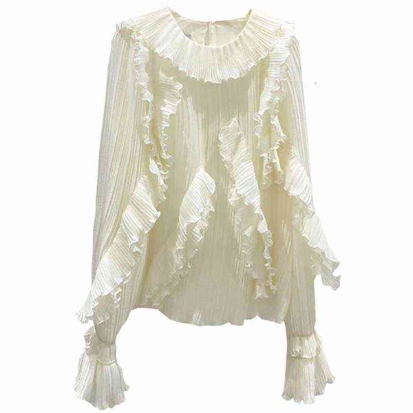 elegant ruffles blouses women solid color autumn korea fashion female flare sleeve chiffon ladies casual, White
elegant ruffles blouses women solid color autumn korea fashion female flare sleeve chiffon ladies casual, White