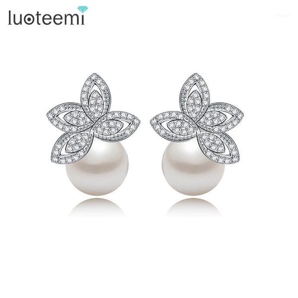 stud luoteemi whoesale women luxury clear cubic zircon paved pearl earrings for brides wedding party jewelry1, Golden;silver
stud luoteemi whoesale women luxury clear cubic zircon paved pearl earrings for brides wedding party jewelry1, Golden;silver