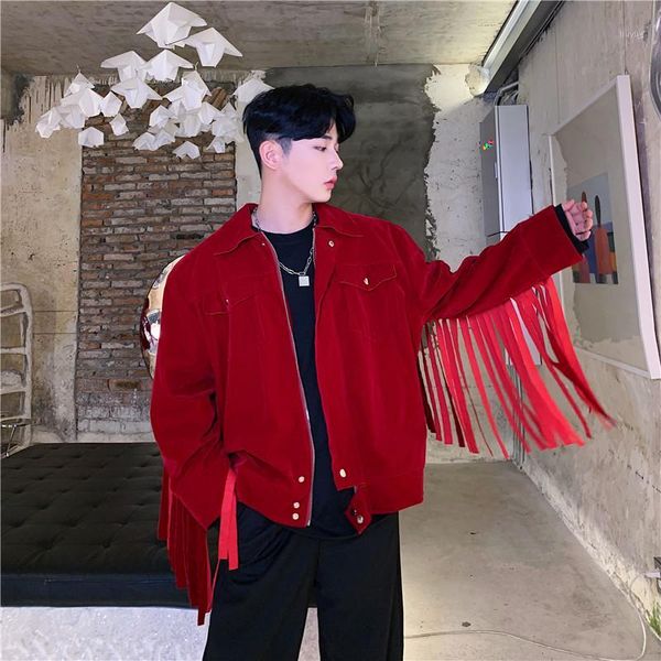 european and american personality short tide men's jacket fashion tassel stage costumes tide men's autumn jacket coat1, Black;brown
european and american personality short tide men's jacket fashion tassel stage costumes tide men's autumn jacket coat1, Black;brown