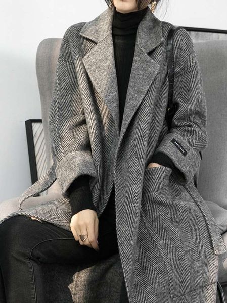 herringbone black double sided cashmere women's middle and long winter thickened thousand bird check woolen coat8uy
herringbone black double sided cashmere women's middle and long winter thickened thousand bird check woolen coat8uy