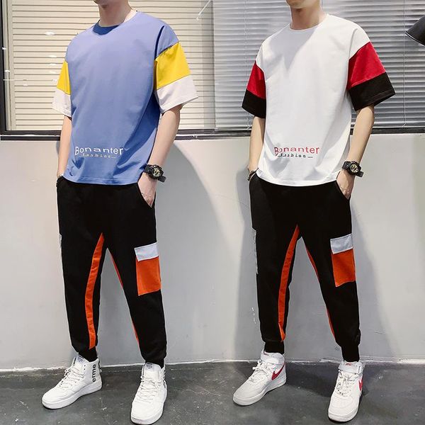 2020 sports & leisure two piece thin splicing t-shirt, short sleeve and cropped pants suit, male, Gray
2020 sports & leisure two piece thin splicing t-shirt, short sleeve and cropped pants suit, male, Gray