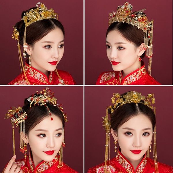 phoenix luxury domineering hefu headdress bride round short hair wedding modeling simple and generous show face small crown, Silver
phoenix luxury domineering hefu headdress bride round short hair wedding modeling simple and generous show face small crown, Silver