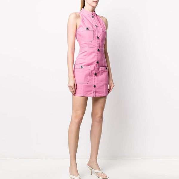 summer denim pink dress 2021 new double breasted button metal buckle off the shoulder sleeveless vest office lady casual dress1, Black;gray
summer denim pink dress 2021 new double breasted button metal buckle off the shoulder sleeveless vest office lady casual dress1, Black;gray