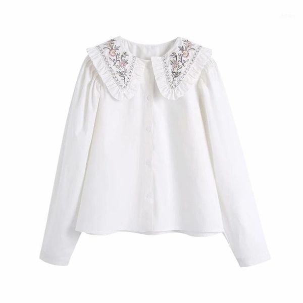 2020 new women blouse embroidery collar long sleeves button-up female shirt vintage fashion elegant 1, White
2020 new women blouse embroidery collar long sleeves button-up female shirt vintage fashion elegant 1, White