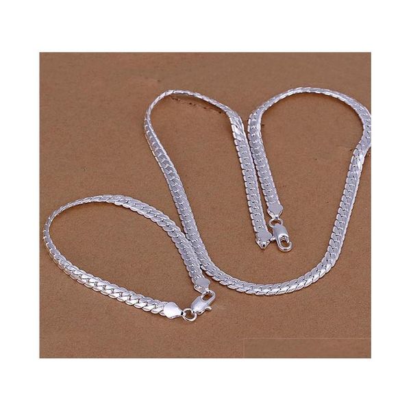 s085 factory price 925 silver 5mm snake chain necklace (20inches) & bracelets (8inches) fashion jewelry set for men shipping bbot6
s085 factory price 925 silver 5mm snake chain necklace (20inches) & bracelets (8inches) fashion jewelry set for men shipping bbot6