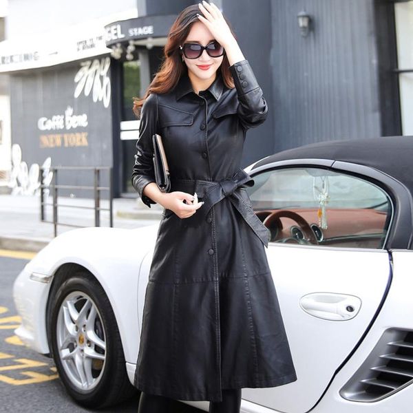 women's trench coats long leather coat women autumn winter solid single breasted streetwear ladies with sashes turn down collar outerwe, Tan;black
women's trench coats long leather coat women autumn winter solid single breasted streetwear ladies with sashes turn down collar outerwe, Tan;black
