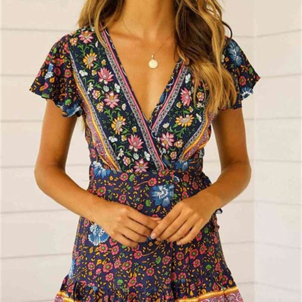 sleeve bohemian printed beach resort short dress, Black;gray