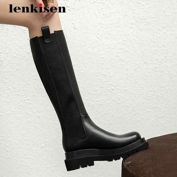 boots lenkisen motorcycle genuine leather stretch modern round toe thick high heel slip on concise fashion knee l191, Black
boots lenkisen motorcycle genuine leather stretch modern round toe thick high heel slip on concise fashion knee l191, Black