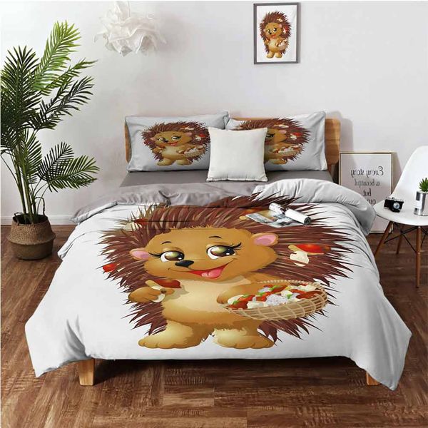 hedgehog holding mushroom with a basket of autumn foods animal fun cartoonbedding 3-piece set
hedgehog holding mushroom with a basket of autumn foods animal fun cartoonbedding 3-piece set