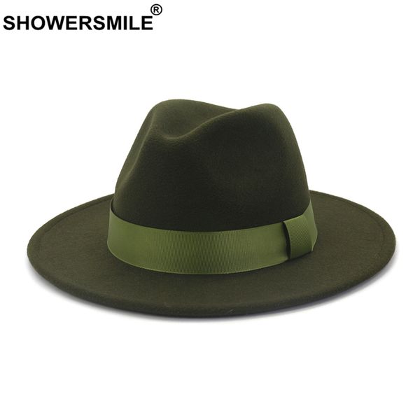 showersmile army green wool felt jazz fedora hats men women wide brim sombrero british style trilby formal panama cap dress hat q1216, Blue;gray
showersmile army green wool felt jazz fedora hats men women wide brim sombrero british style trilby formal panama cap dress hat q1216, Blue;gray