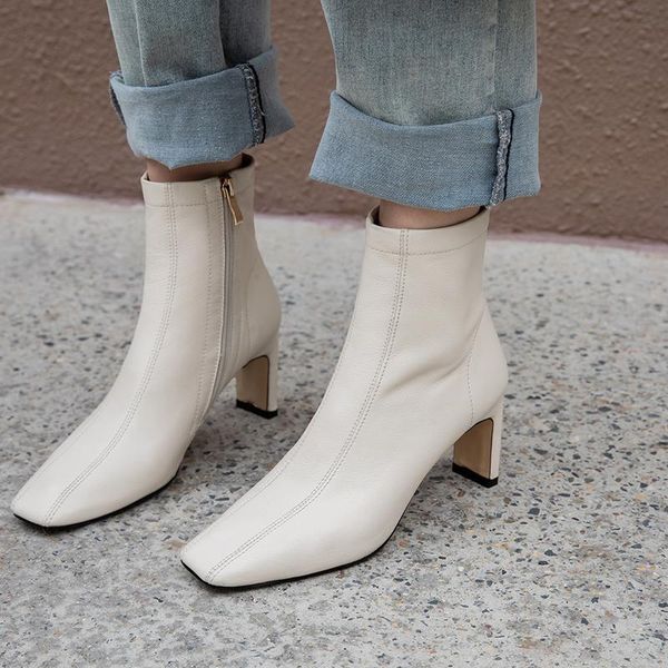 genuine leather high heels ladies ankle boots classic design square toe handmade shoes for women wedding dress shoes woman, Black
genuine leather high heels ladies ankle boots classic design square toe handmade shoes for women wedding dress shoes woman, Black