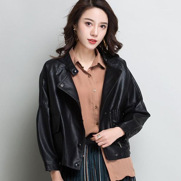 women's leather & faux autumn women jacket fashion loose soft pu motorcycle punk coat female zipper rivet outerwear1, Black
women's leather & faux autumn women jacket fashion loose soft pu motorcycle punk coat female zipper rivet outerwear1, Black