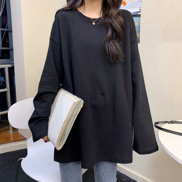 ins super fire t- for women autumn winter solid color split long sleeve bottomed shirt korean t-shirt clothes fashion students wear loose cl, White
ins super fire t- for women autumn winter solid color split long sleeve bottomed shirt korean t-shirt clothes fashion students wear loose cl, White