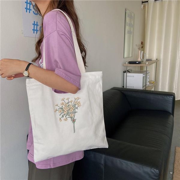 vintage ladies shoulder shopping bags fashion embroidered flower women canvas handbags portable girl student large tote vest bag
vintage ladies shoulder shopping bags fashion embroidered flower women canvas handbags portable girl student large tote vest bag