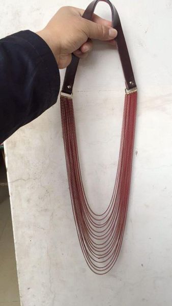 pendant necklaces fashion multi layers sprayed chains real leather necklace, Silver
pendant necklaces fashion multi layers sprayed chains real leather necklace, Silver