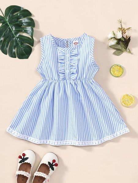 baby vertical striped contrast lace ruffle trim sleeveless dress she, Red;yellow
baby vertical striped contrast lace ruffle trim sleeveless dress she, Red;yellow