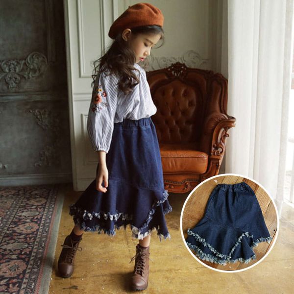 autumn girls' new korean fashion irregular children's denim skirt, Blue
autumn girls' new korean fashion irregular children's denim skirt, Blue