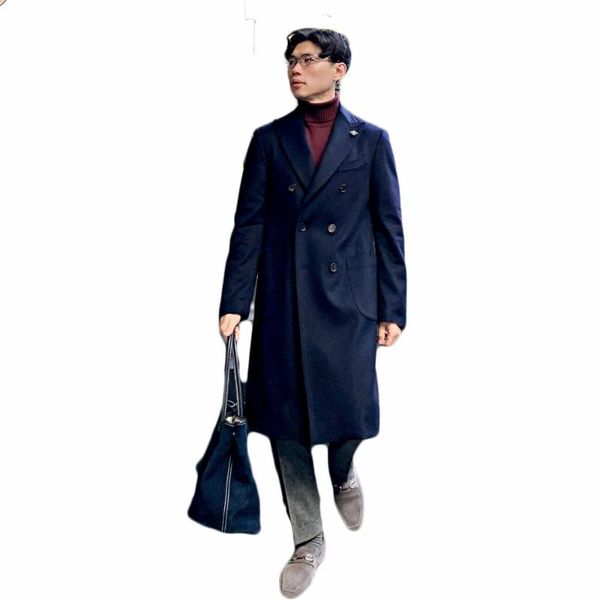 navy woolen overcoat men's singal breasted thick loose long-length warm casual england style trench winter coat male jacket, Black
navy woolen overcoat men's singal breasted thick loose long-length warm casual england style trench winter coat male jacket, Black