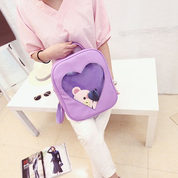 new korean transparent heart-shaped backpack fashion candy-colored backpack travel bag factory wholesale
new korean transparent heart-shaped backpack fashion candy-colored backpack travel bag factory wholesale
