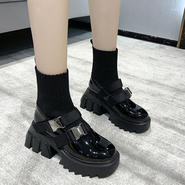 rimocy double buckle chunky sock boots women non-slip pu leather platform ankle boots woman autumn winter patchwork wedges shoes1, Black
rimocy double buckle chunky sock boots women non-slip pu leather platform ankle boots woman autumn winter patchwork wedges shoes1, Black