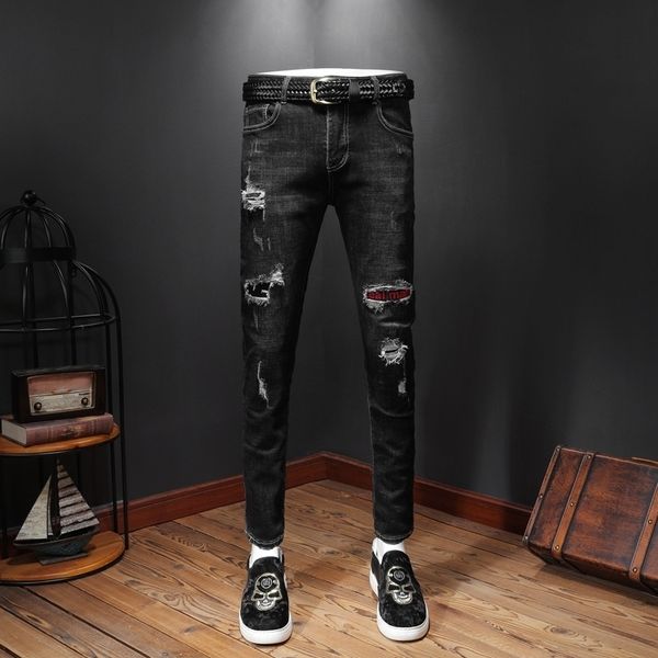 r49hk европейских мужской европейской men'sfashion нищей весны tvzpr патч брюки черные джинсы тонкое прямые ноги штаны мода отверстие, Blue
r49hk европейских мужской европейской men'sfashion нищей весны tvzpr патч брюки черные джинсы тонкое прямые ноги штаны мода отверстие, Blue