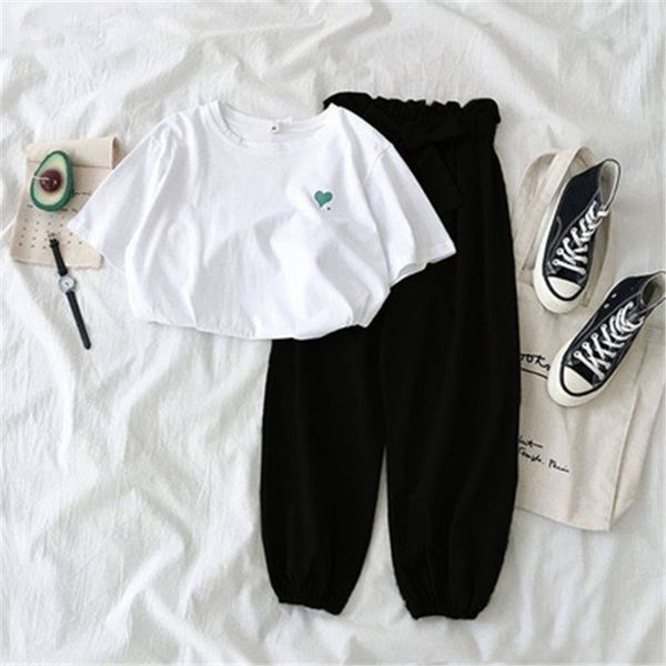 two piece sets women spring summer fashion casual female tracksuit and pant suits harajuku girl y201128, White
two piece sets women spring summer fashion casual female tracksuit and pant suits harajuku girl y201128, White