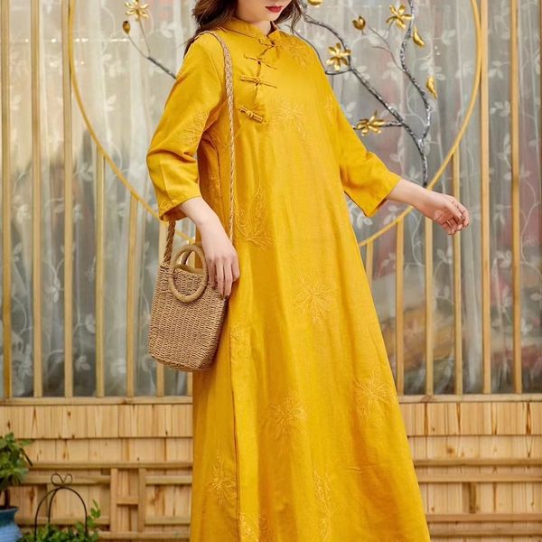 qsrrh national style slant placket solid cotton linen embroidered dress loose dressdress autumn new dressbutton button color long skirt cwlj, Black;gray
qsrrh national style slant placket solid cotton linen embroidered dress loose dressdress autumn new dressbutton button color long skirt cwlj, Black;gray
