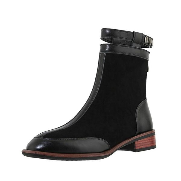 genuine leather thick low heels ankle boots elegant metal buckle decoration women autumn winter boots 2020 party shoes woman, Black
genuine leather thick low heels ankle boots elegant metal buckle decoration women autumn winter boots 2020 party shoes woman, Black