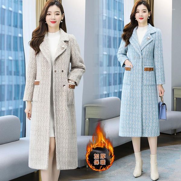 women's wool & blends gold temperament of sable hair coat the winter 2021 added to upset mother long coat1, Black
women's wool & blends gold temperament of sable hair coat the winter 2021 added to upset mother long coat1, Black
