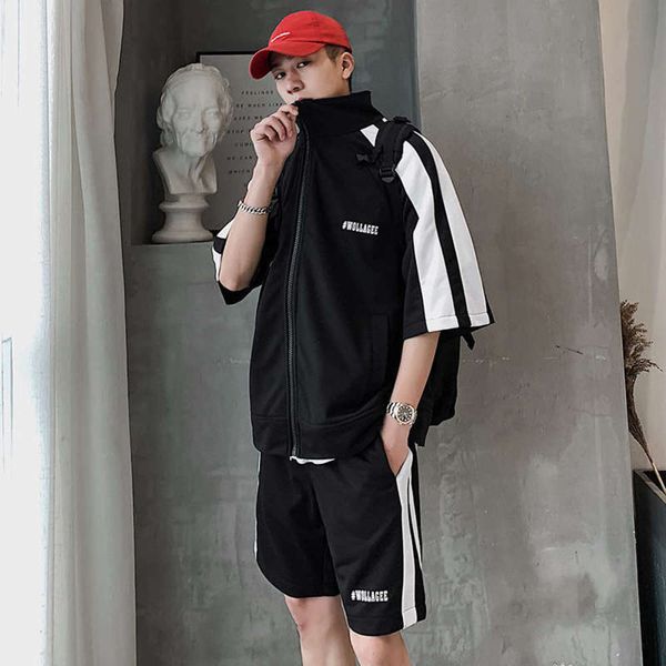 short new sports 2020 sleeve t-shirt summer two piece men's trend ins stitching letter print set, Gray
short new sports 2020 sleeve t-shirt summer two piece men's trend ins stitching letter print set, Gray