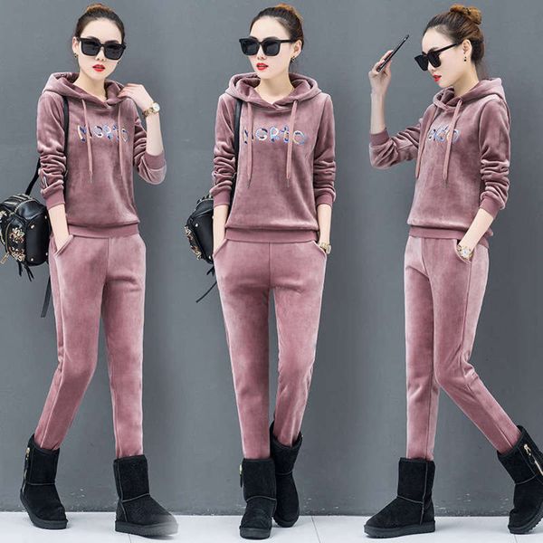 two thickened piece plush sportswear women's suit new autumn and winter fashion double sided velvet casual clothes, Gray
two thickened piece plush sportswear women's suit new autumn and winter fashion double sided velvet casual clothes, Gray