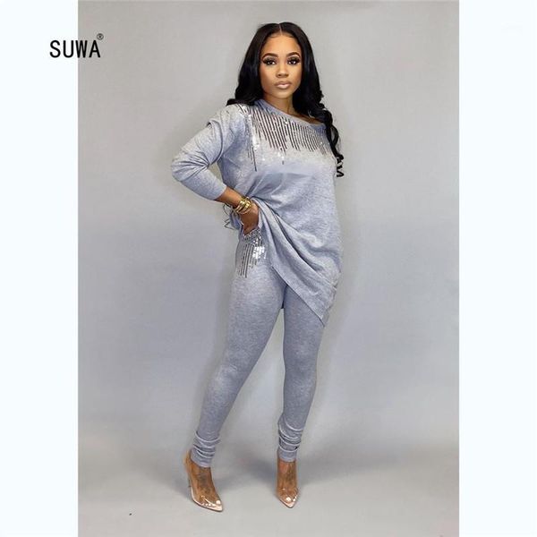novelty rhinestone 2 piece set casual women o neck pullover long sleeve t-shirt and slim pencil trousers tracksuit outfit1, White
novelty rhinestone 2 piece set casual women o neck pullover long sleeve t-shirt and slim pencil trousers tracksuit outfit1, White