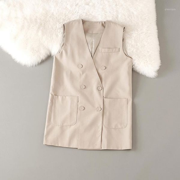 cthink autumn 2020 solid sleeveless suit style women's vest stylish double breasted v neck vests for women fashion blazer coat1, Black;white
cthink autumn 2020 solid sleeveless suit style women's vest stylish double breasted v neck vests for women fashion blazer coat1, Black;white