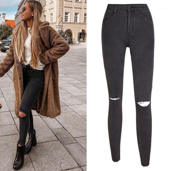 women's jeans plus size women skinny elastic denim pants gray knee hole ripped trousers vintage mid waist distressed pants1, Blue
women's jeans plus size women skinny elastic denim pants gray knee hole ripped trousers vintage mid waist distressed pants1, Blue