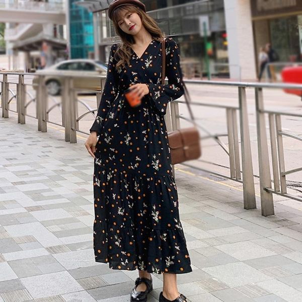 spring autumn floral print dress women casual long sleeve dresses korean fashion long dress, Black;gray
spring autumn floral print dress women casual long sleeve dresses korean fashion long dress, Black;gray