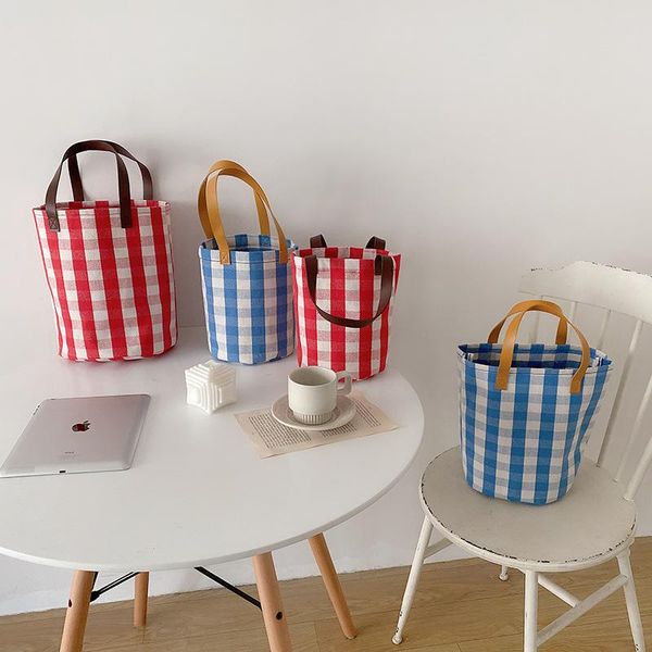 reusable japanese chic casual waterproof canvas handbag large capacity plaid bucket lunch shopping bag hand bags for women
reusable japanese chic casual waterproof canvas handbag large capacity plaid bucket lunch shopping bag hand bags for women