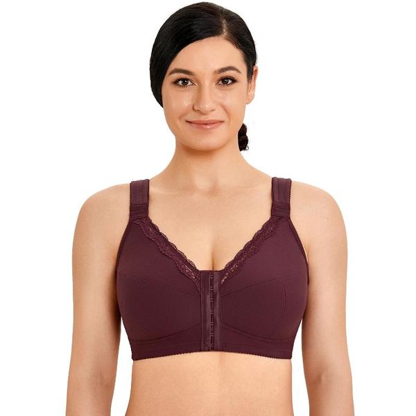 women's cotton plus size front closure non-padded wireless support posture bra lace, Red;black
women's cotton plus size front closure non-padded wireless support posture bra lace, Red;black
