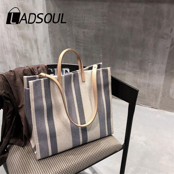 ladsoul new women female handbag fashion striped canvas bag simple portable wild shoulder bag large capacity
ladsoul new women female handbag fashion striped canvas bag simple portable wild shoulder bag large capacity